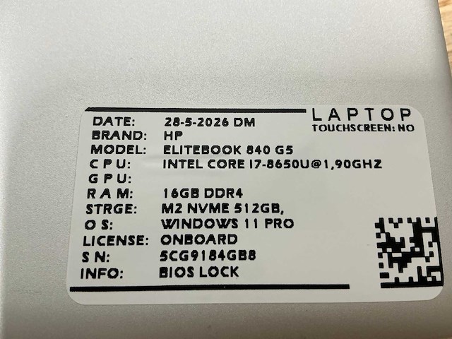 Hp elitebook 840 g5(i7) laptop (3x) - afbeelding 9 van  9