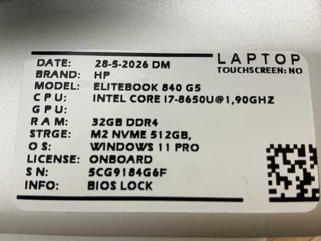 Hp elitebook 840 g5(i7) laptop (3x) - afbeelding 8 van  9
