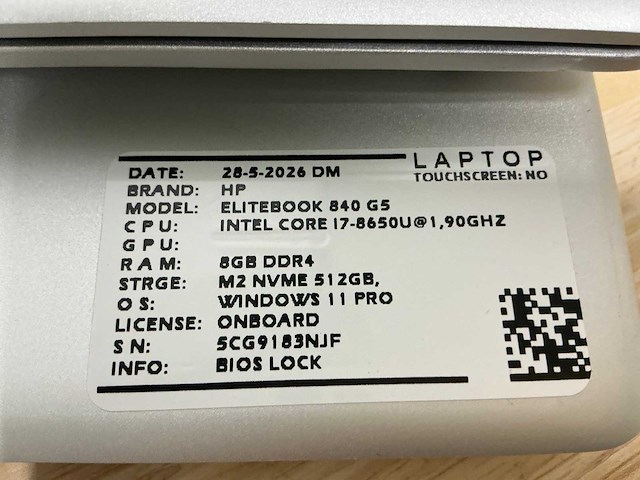 Hp elitebook 840 g5(i7) laptop (3x) - afbeelding 7 van  9