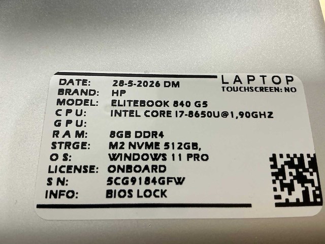 Hp elitebook 840 g5(i7) laptop (3x) - afbeelding 8 van  9