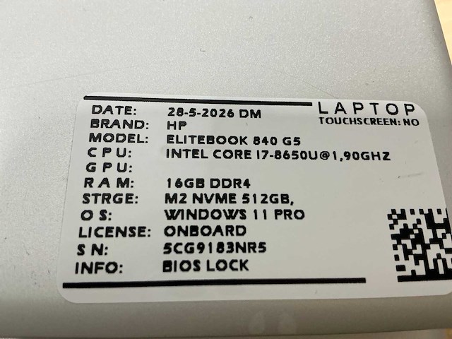 Hp elitebook 840 g5(i7) laptop (3x) - afbeelding 9 van  9