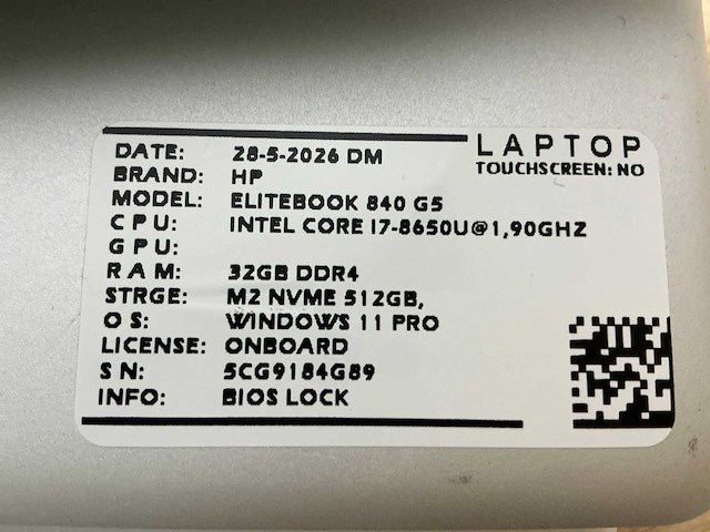 Hp elitebook 840 g5(i7) laptop (3x) - afbeelding 8 van  9