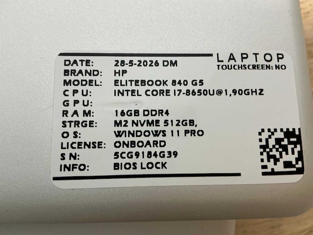 Hp elitebook 840 g5(i7) laptop (3x) - afbeelding 9 van  9