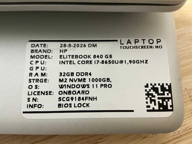 Hp elitebook 840 g5(i7) laptop (3x) - afbeelding 7 van  9