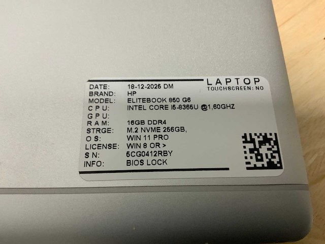 Hp elitebook 850 g6 laptop (2x) - afbeelding 7 van  7