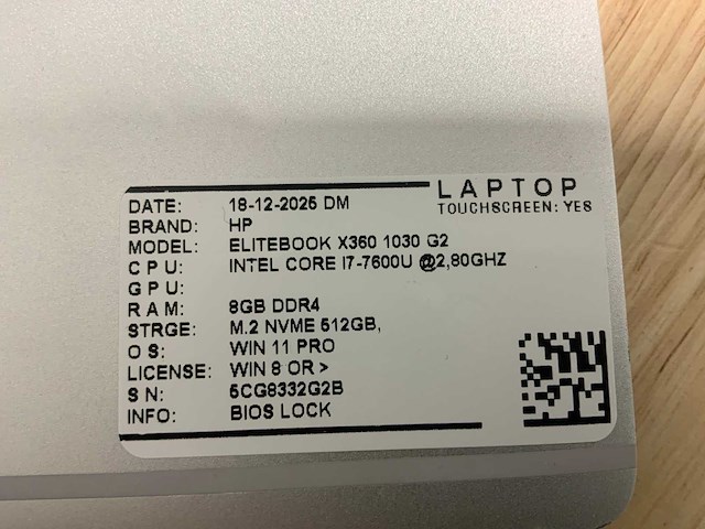 Hp elitebook x360 1030 g2(i7) laptop (2x) - afbeelding 8 van  8