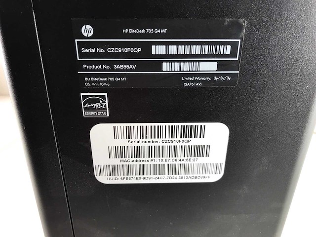 Hp elitedesk 705 g4, amd ryzen 5 pro, 16 gb ram, 1 tb ssd, amd radeon vega series desktop - afbeelding 6 van  6