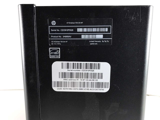 Hp elitedesk 705 g4, amd ryzen 5 pro, 16 gb ram, 1 tb ssd, amd radeon vega series desktop - afbeelding 4 van  4