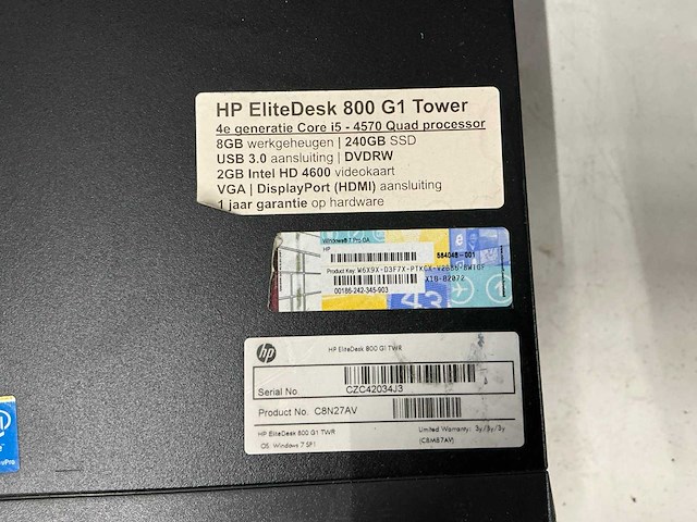 Hp elitedesk 800 g1 tower desktop pc+beeldscherm - afbeelding 5 van  7