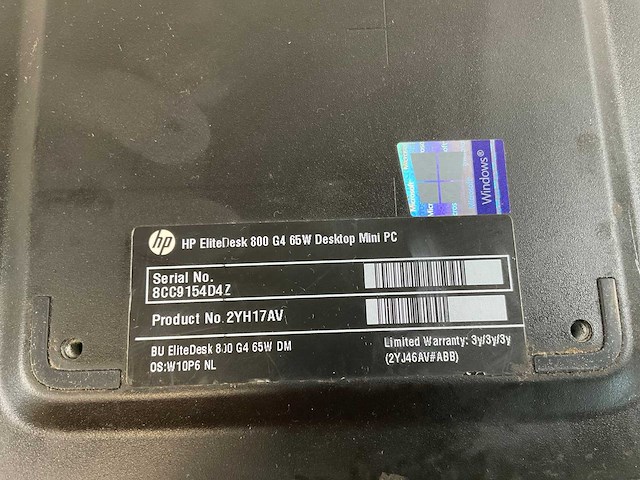Hp elitedesk 800 g4, core(tm) i5 8th gen, 8 gb ram, 256 gb nvme mini desktops (2x) - afbeelding 8 van  10