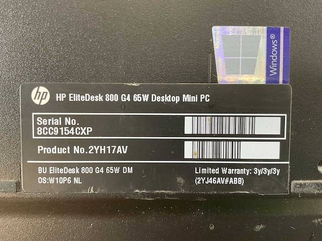 Hp elitedesk 800 g4, core(tm) i5 8th gen, 8 gb ram, 256 gb nvme mini desktops (2x) - afbeelding 6 van  7