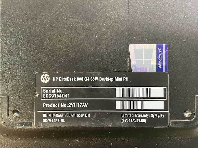 Hp elitedesk 800 g4, core(tm) i5 8th gen, 8 gb ram, 256 gb nvme mini desktops (2x) - afbeelding 6 van  7
