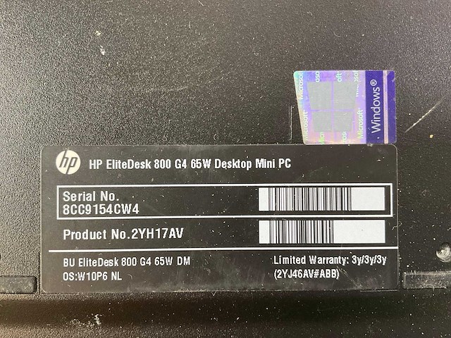 Hp elitedesk 800 g4, core(tm) i5 8th gen, 8 gb ram, 256 gb nvme mini desktops (2x) - afbeelding 7 van  7