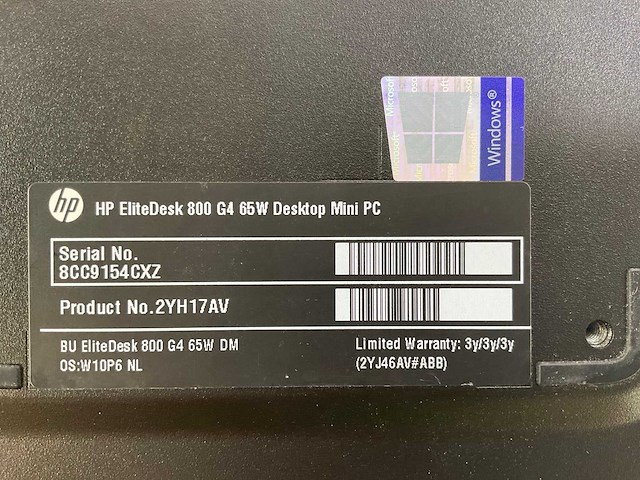 Hp elitedesk 800 g4, core(tm) i5 8th gen, 8 gb ram, 256 gb nvme mini desktops (2x) - afbeelding 6 van  8