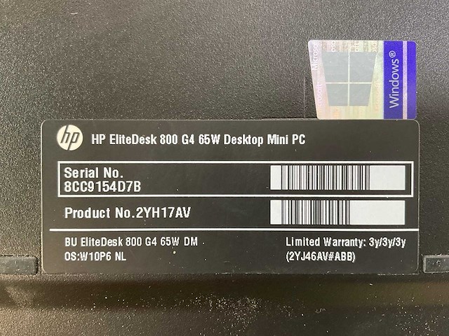Hp elitedesk 800 g4, core(tm) i5 8th gen, 8 gb ram, 256 gb nvme mini desktops (2x) - afbeelding 6 van  7