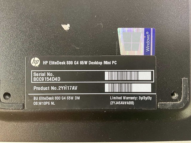 Hp elitedesk 800 g4, core(tm) i5 8th gen, 8 gb ram, 256 gb nvme mini desktops (2x) - afbeelding 6 van  6