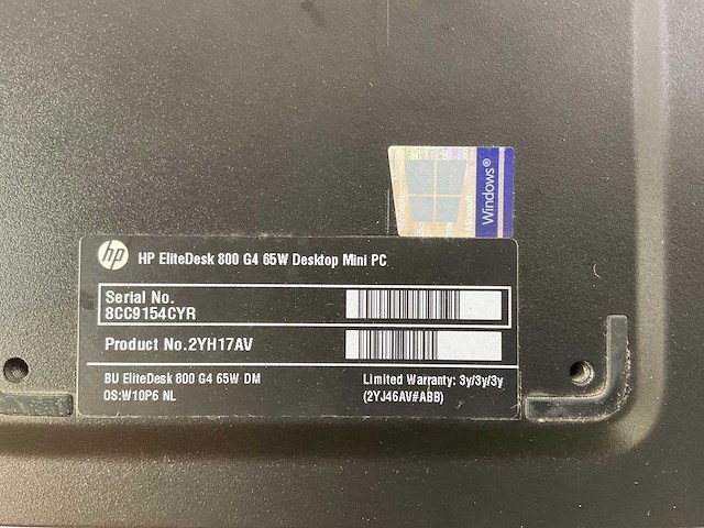 Hp elitedesk 800 g4, core(tm) i5 8th gen, 8 gb ram, 256 gb nvme mini desktops (2x) - afbeelding 4 van  4
