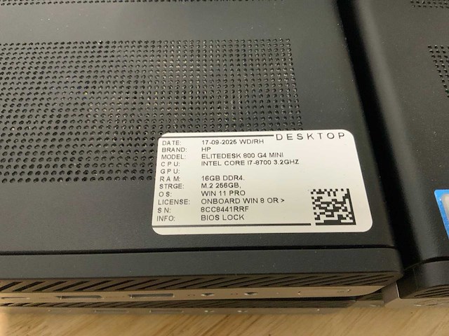 Hp elitedesk 800 g4 mini desktop (5x) - afbeelding 2 van  6