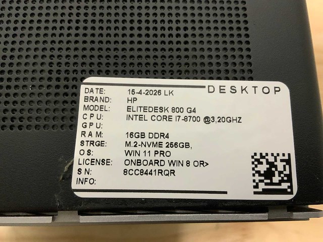 Hp elitedesk 800 g4 mini (i7) desktop (5x) - afbeelding 5 van  8