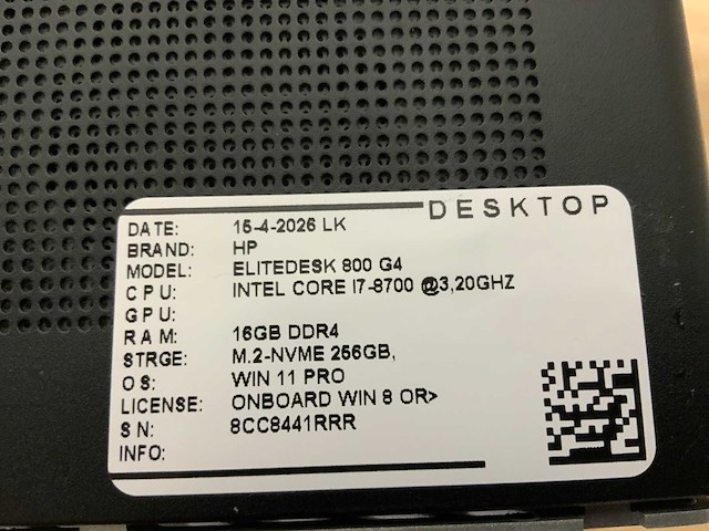 Hp elitedesk 800 g4 mini (i7) desktop (5x) - afbeelding 6 van  8