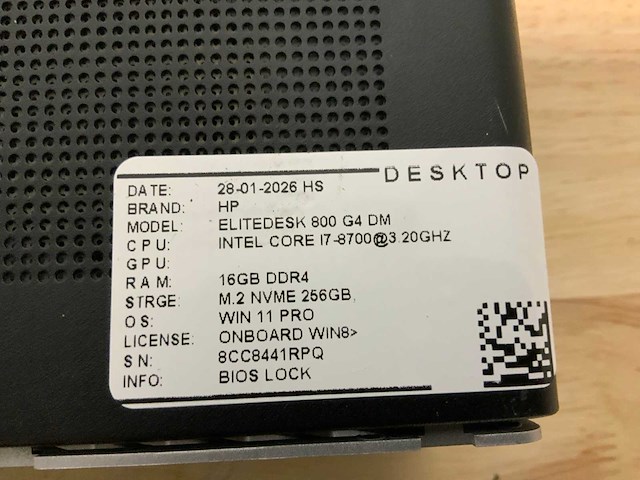 Hp elitedesk 800 g4 mini (i7) desktop (5x) - afbeelding 7 van  8
