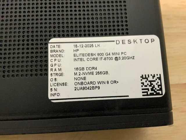 Hp elitedesk 800 g4 mini (i7) desktop (5x) - afbeelding 8 van  8