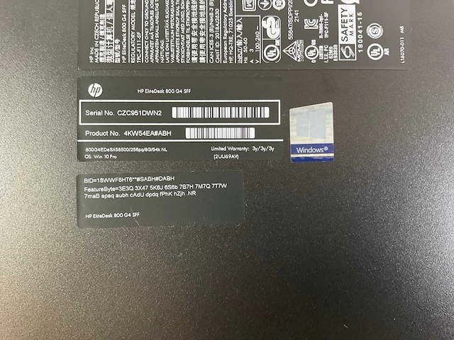Hp elitedesk 800 g4 sff, core(tm) i5 8th gen, 8 gb ram, 256 gb nvme desktops (2x) - afbeelding 8 van  8