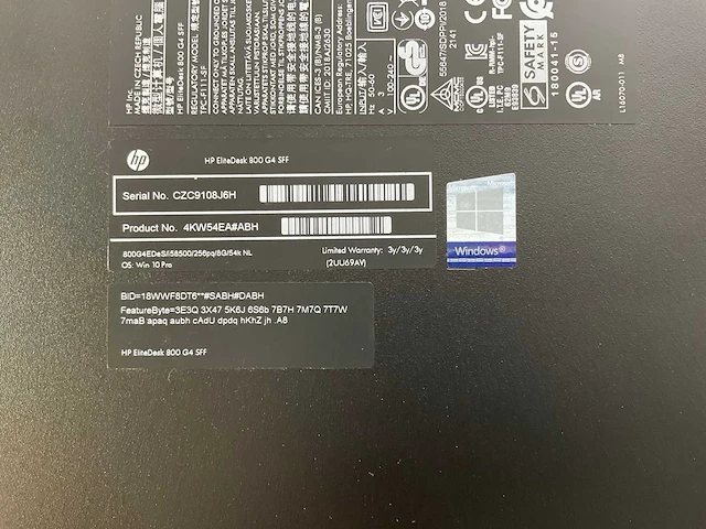 Hp elitedesk 800 g4 sff, core(tm) i5 8th gen, 8 gb ram, 256 gb nvme desktops (2x) - afbeelding 4 van  6