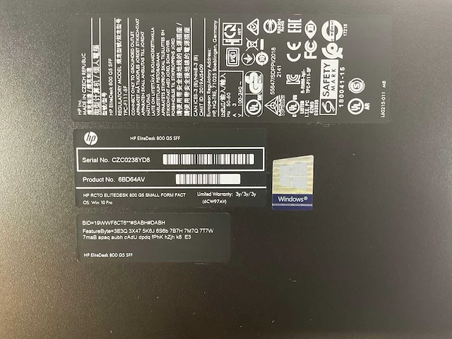 Hp elitedesk 800 g5, core(tm) i5 8th gen, 8 gb ram, 256 gb nvme desktops (2x) - afbeelding 8 van  11