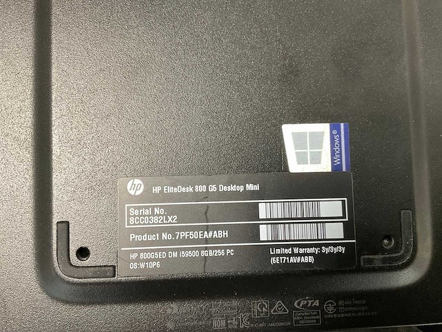 Hp elitedesk 800 g5, core(tm) i5 9th gen, 8 gb ram, 256 gb nvme mini desktops (2x) - afbeelding 6 van  6