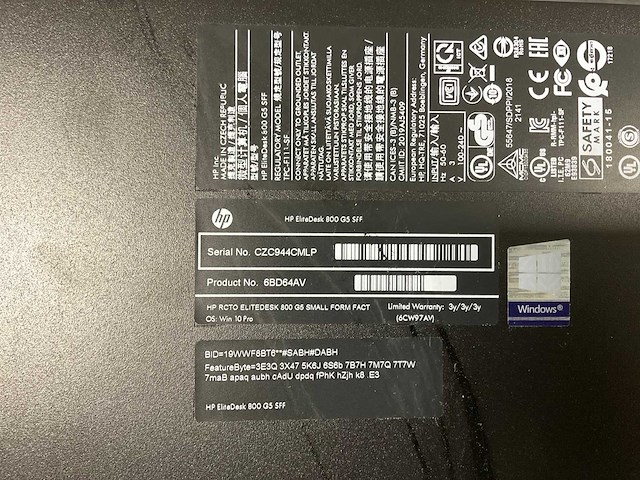 Hp elitedesk 800 g5 sff, core(tm) i3 9th gen, 8 gb ram, 256 gb nvme mini desktops (2x) - afbeelding 6 van  6