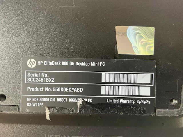 Hp elitedesk 800 g6, core(tm) i5 10th gen, 16 gb ram, 256 gb ssd desktops (2x) - afbeelding 5 van  6