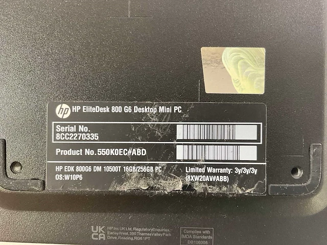 Hp elitedesk 800 g6, core(tm) i5 10th gen, 16 gb ram, 256 gb ssd desktops (2x) - afbeelding 6 van  6