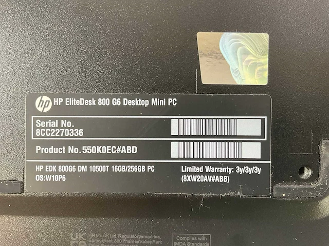 Hp elitedesk 800 g6, core(tm) i5 10th gen, 16 gb ram, 256 gb ssd desktops (2x) - afbeelding 6 van  7