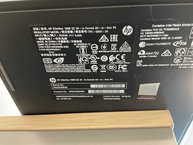 Hp eliteone 1000 g2 34 34” curved all-in-one pc - afbeelding 1 van  1