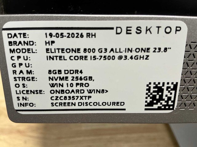 Hp eliteone 800 g3 all-in-one desktop (2x) - afbeelding 5 van  13