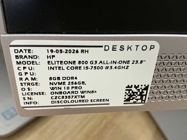 Hp eliteone 800 g3 all-in-one desktop (2x) - afbeelding 5 van  13