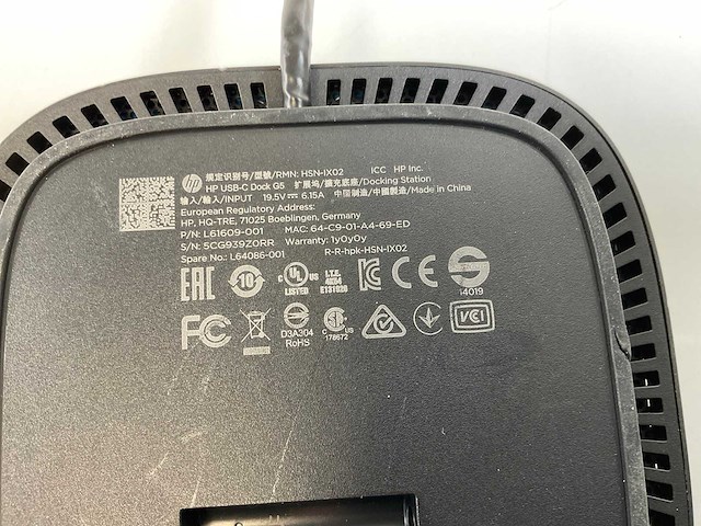 Hp (hsn-ix02), usb-c dock g5 - docking stations (30x) - afbeelding 1 van  5