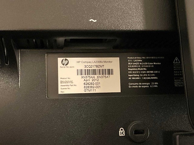 Hp la2306x monitor (9x) - afbeelding 2 van  3