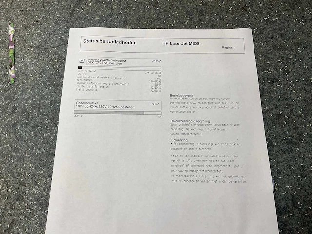 Hp laserjet enterprise m608 printer - afbeelding 6 van  6