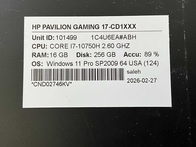 Hp pavilion gaming 17-cd laptop - afbeelding 6 van  6
