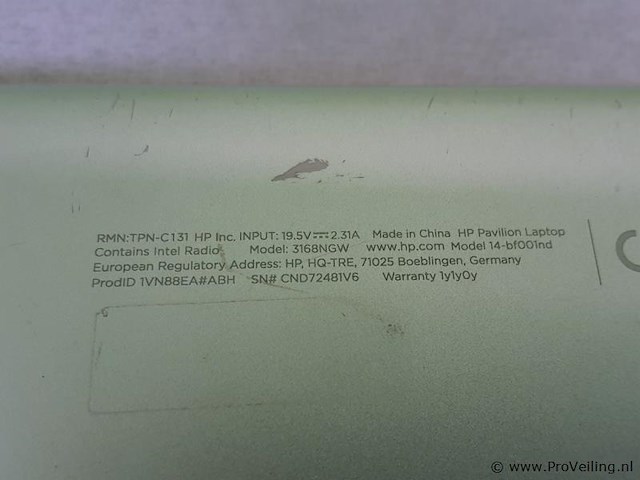 Hp pavilion laptop | model 14-bf001nd - afbeelding 3 van  3