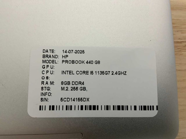 Hp probook 440 g8(i5-gen11) laptop - afbeelding 7 van  8