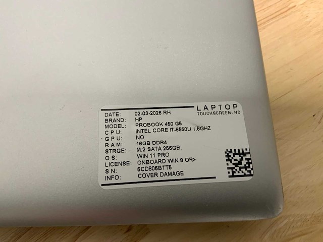 Hp probook 450 g5 (i7) laptop (2x) - afbeelding 9 van  10