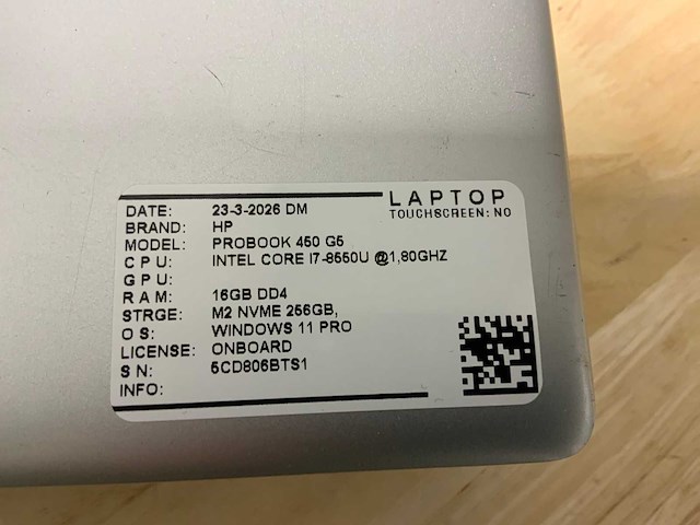 Hp probook 450 g5 laptop (4x) - afbeelding 9 van  10