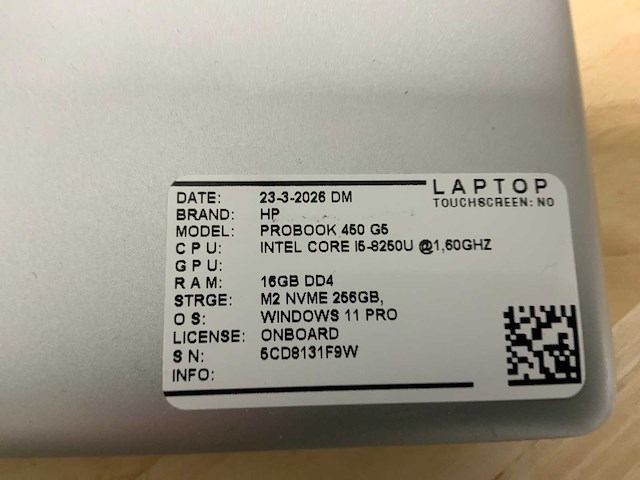 Hp probook 450 g5 laptop (4x) - afbeelding 10 van  10