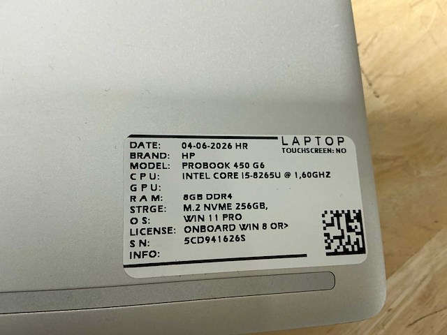 Hp probook 450 g6 laptop (5x) - afbeelding 2 van  9