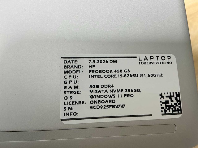 Hp probook 450 g6 laptop (5x) - afbeelding 7 van  9