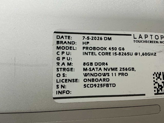 Hp probook 450 g6 laptop (5x) - afbeelding 8 van  9