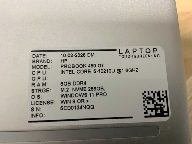 Hp probook 450 g7 laptop (2x) - afbeelding 7 van  7